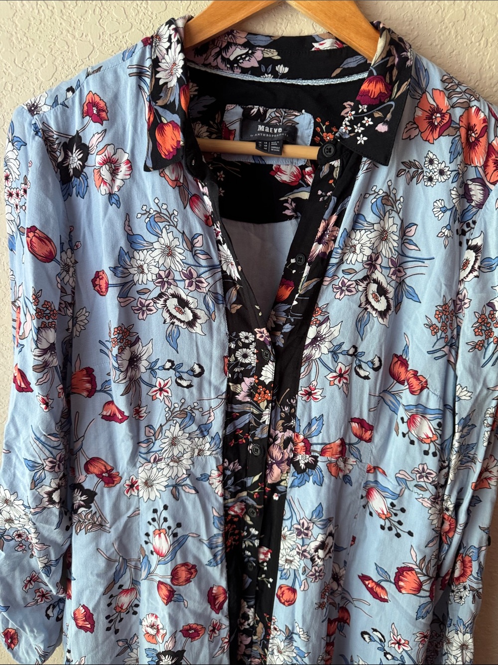 Anthropologie Blue Floral Long-Sleeve Dress - Picture 6 of 8